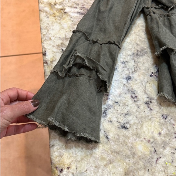 INC International Concepts Women’s Ruffled Linen Jacket olive green size small - Picture 8 of 12